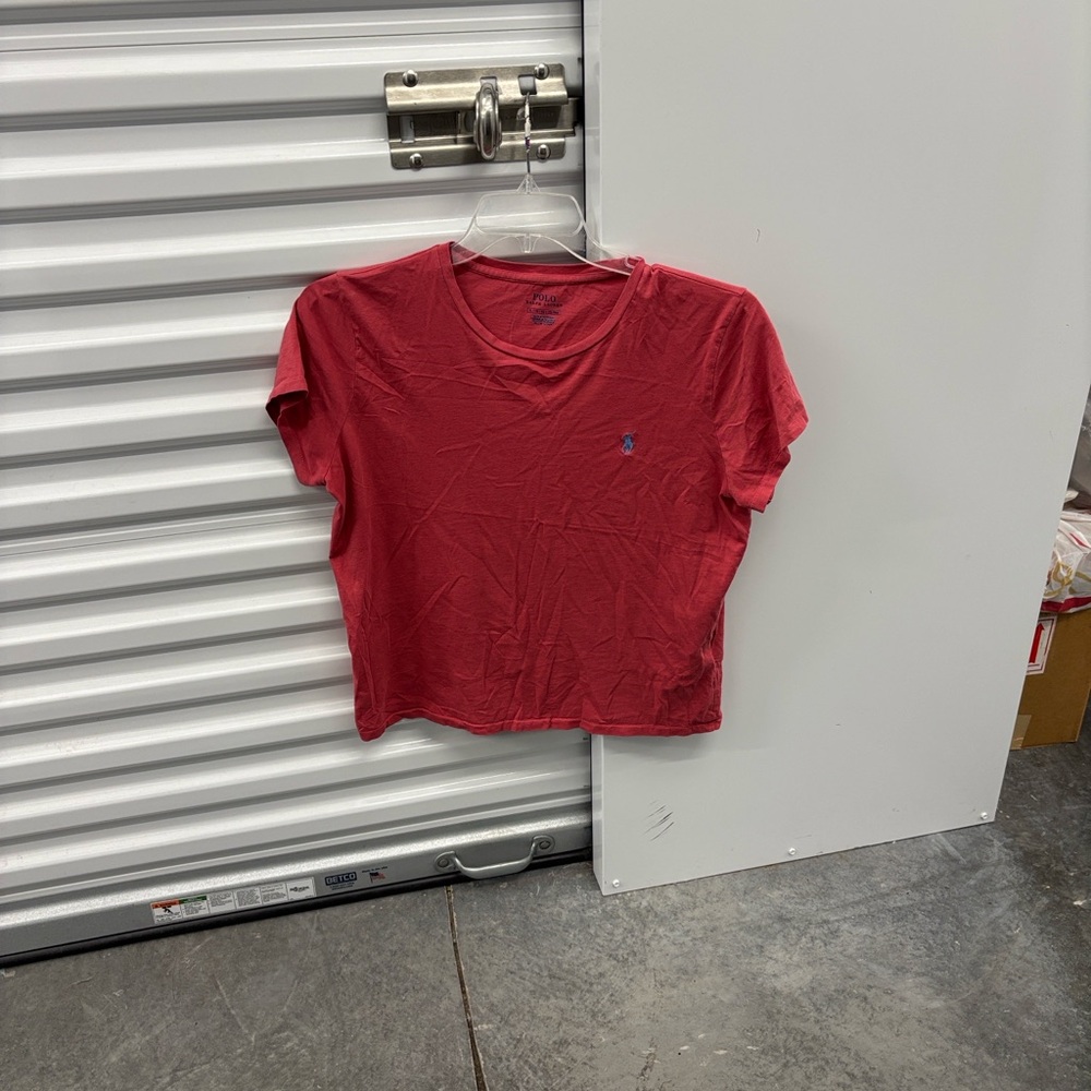Polo Ralph Lauren Red V-Neck Short Sleeve Cotton Tee Women’s XL Embroidery